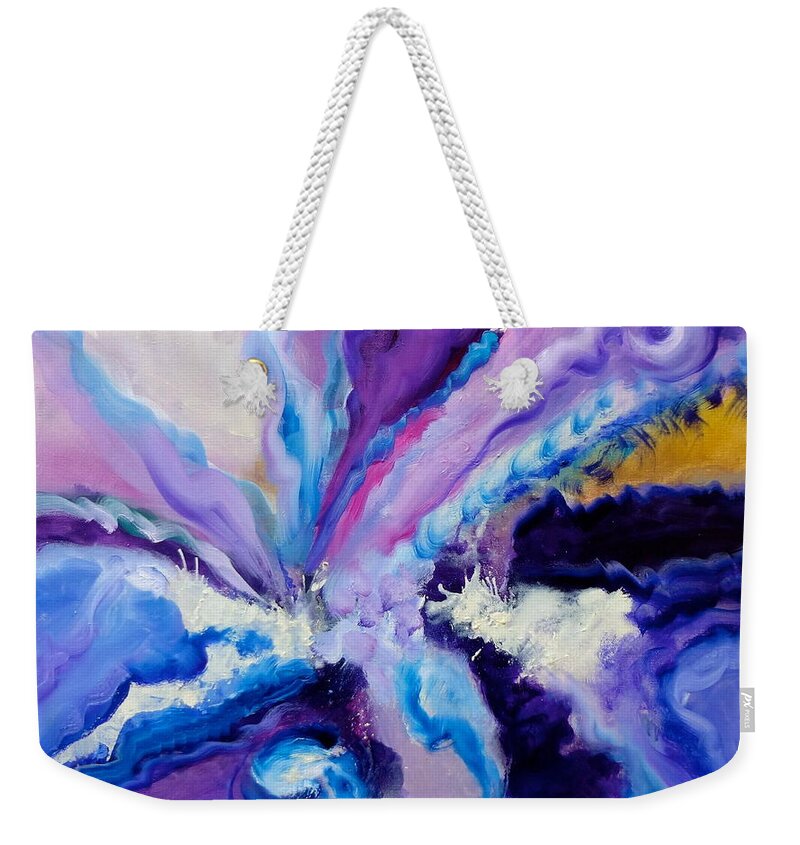 Abstract Weekender Tote Bag featuring the painting Explosive by Jenny Lee