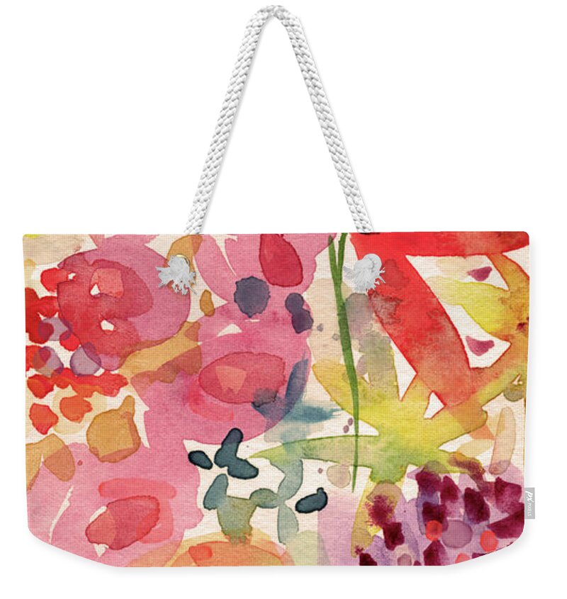 Flowers Weekender Tote Bag featuring the mixed media Expressionist Fall Garden- Art by Linda Woods by Linda Woods