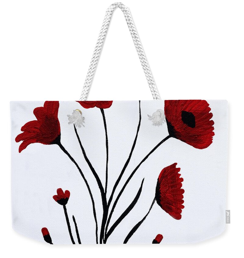 Abstract Weekender Tote Bag featuring the painting Expressive Abstract Poppies A61216B_e by Mas Art Studio