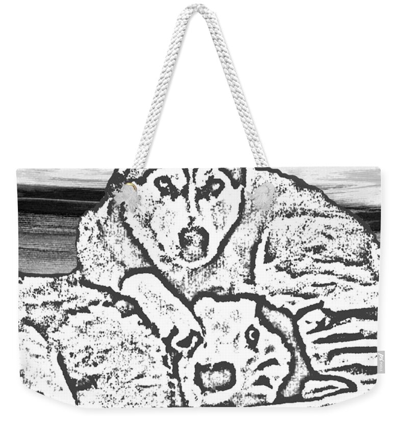 Abstract Weekender Tote Bag featuring the photograph Expressive Huskies Mixed Media G51816_e by Mas Art Studio