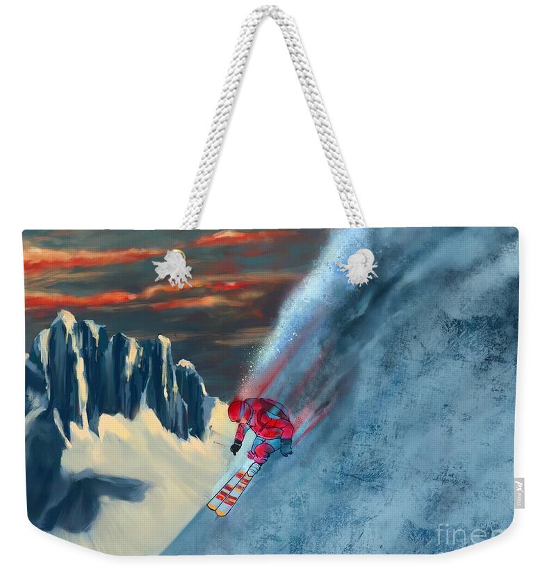 Ski Weekender Tote Bag featuring the painting Extreme ski painting by Sassan Filsoof