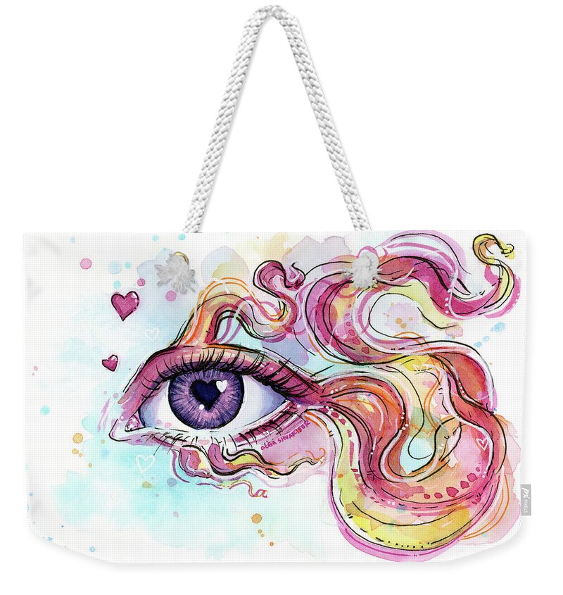 Betta Weekender Tote Bag featuring the painting Eye Fish Surreal Betta by Olga Shvartsur