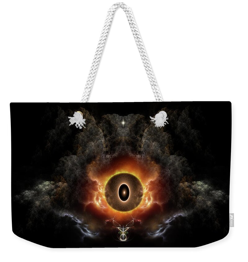 Eye Of Chaos Weekender Tote Bag featuring the digital art Eye Of Chaos by Rolando Burbon