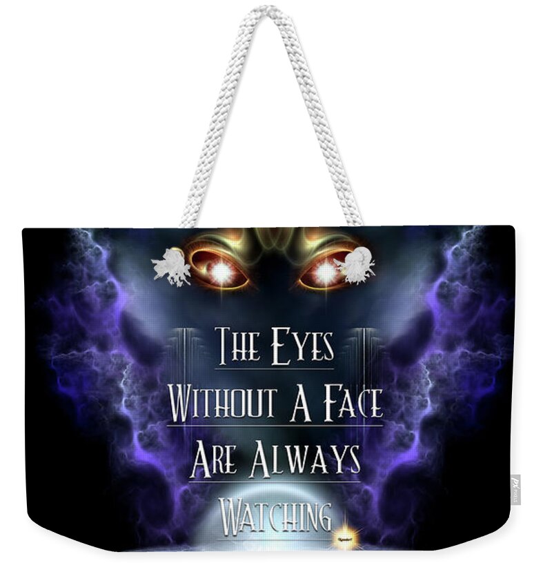 Spying Weekender Tote Bag featuring the digital art Eyes Without A Face ROO by Rolando Burbon