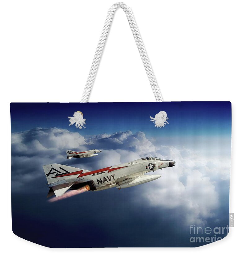 F-4 Weekender Tote Bag featuring the digital art F-4 Phantom VF-74 by Airpower Art