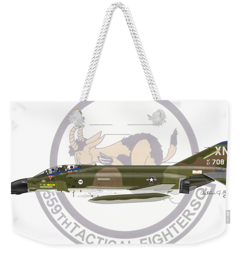 F-4d Weekender Tote Bag featuring the digital art F-4D Phantom 559TFS by Arthur Eggers