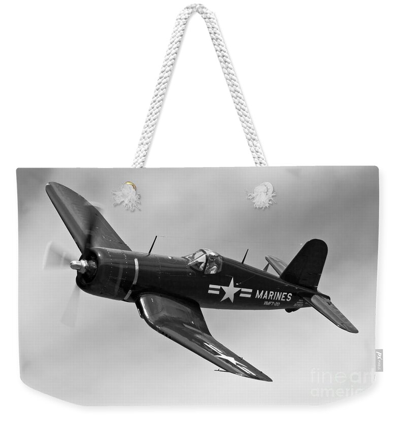 Airplane Weekender Tote Bag featuring the photograph F4U Corsair by Rick Pisio