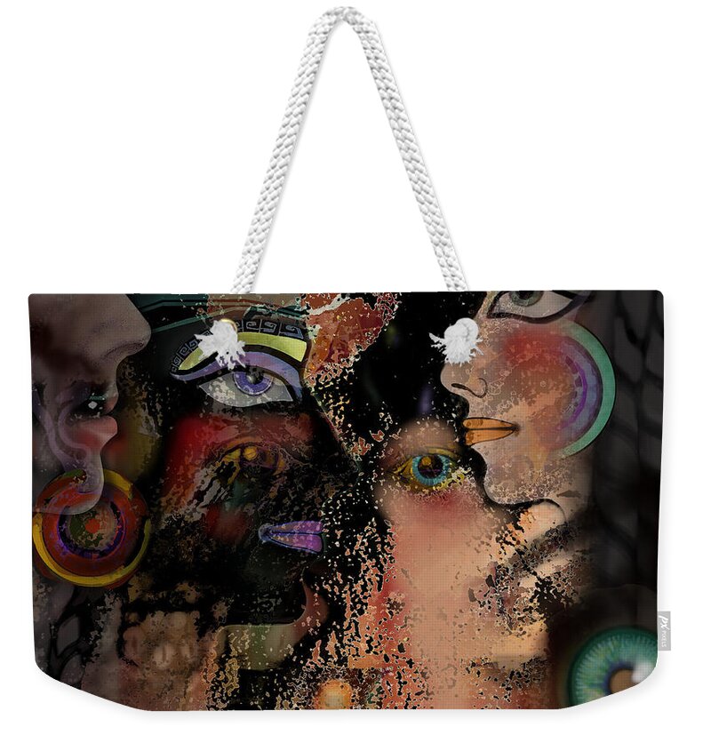 Face Weekender Tote Bag featuring the digital art Face by Carol Jacobs