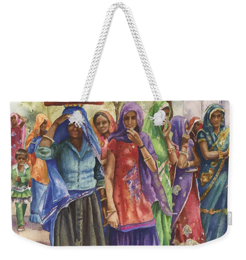 Indian Women Painting Weekender Tote Bag featuring the painting Faces from Across the World by Anne Gifford