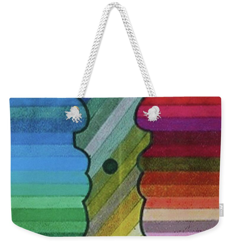 Colored Pencil Weekender Tote Bag featuring the drawing Faces of Pride by Art By Naturallic