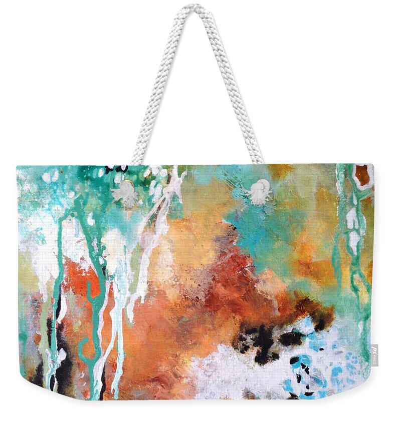 Abstract Weekender Tote Bag featuring the painting Facets #2 by Betty M M Wong