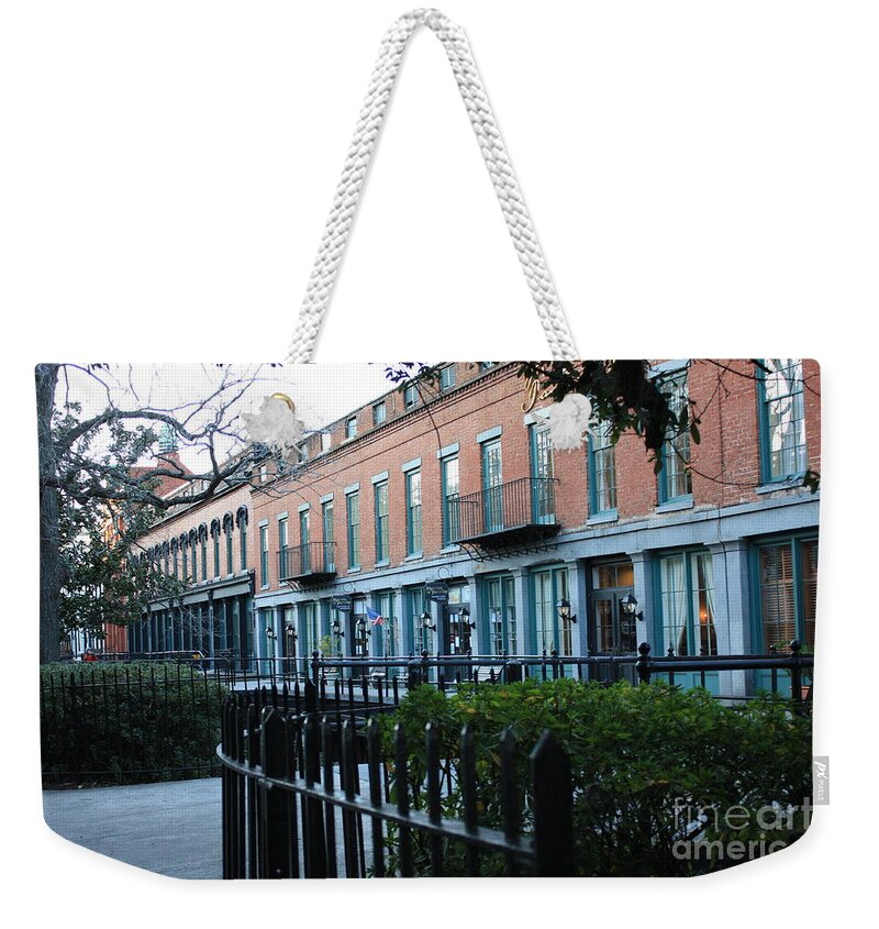 Wrought Iron Weekender Tote Bag featuring the photograph Factors Walk Stores by Carol Groenen