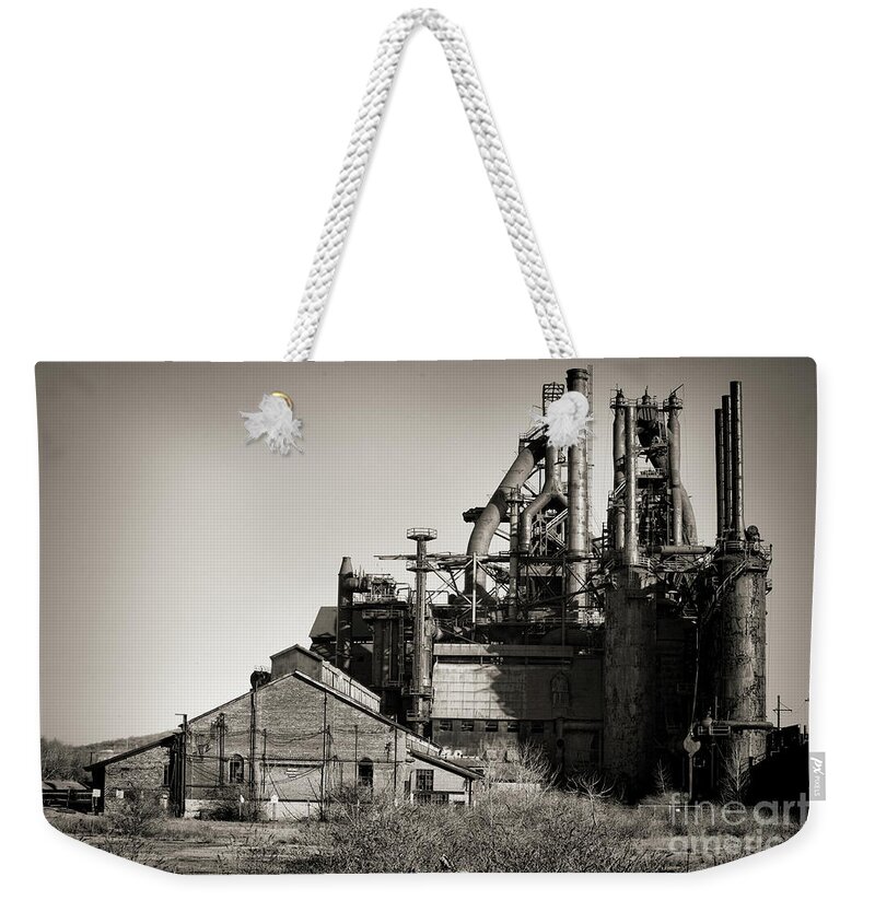 Bethlehem Weekender Tote Bag featuring the photograph Factory Ruins Bethlehem Steel Furnaces by Chuck Kuhn