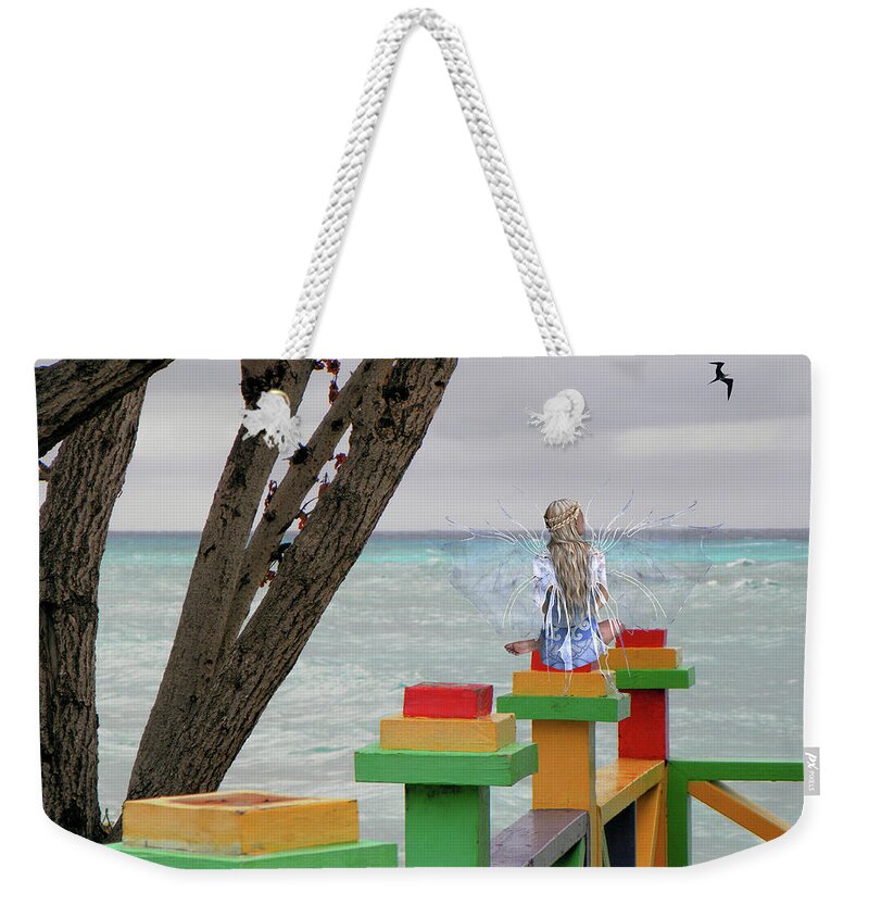 Fairy Weekender Tote Bag featuring the mixed media Fairies can Dream by Rosalie Scanlon