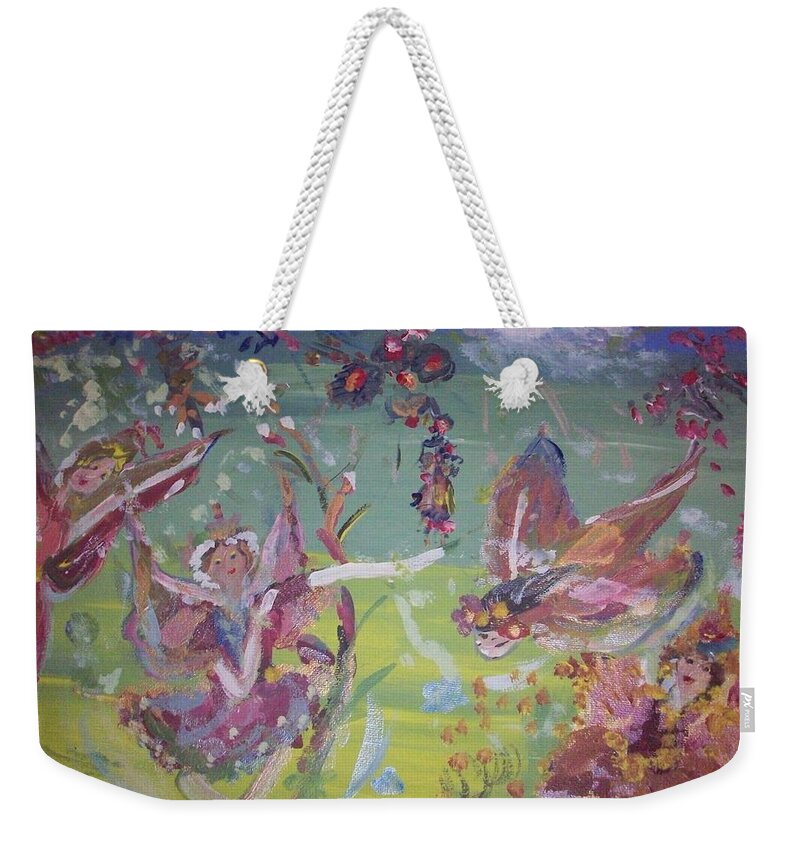 Fairies Weekender Tote Bag featuring the painting Fairy Ballet by Judith Desrosiers