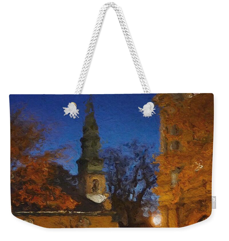 Fall Weekender Tote Bag featuring the digital art Fall and Ivy in Quebec City by Julius Reque