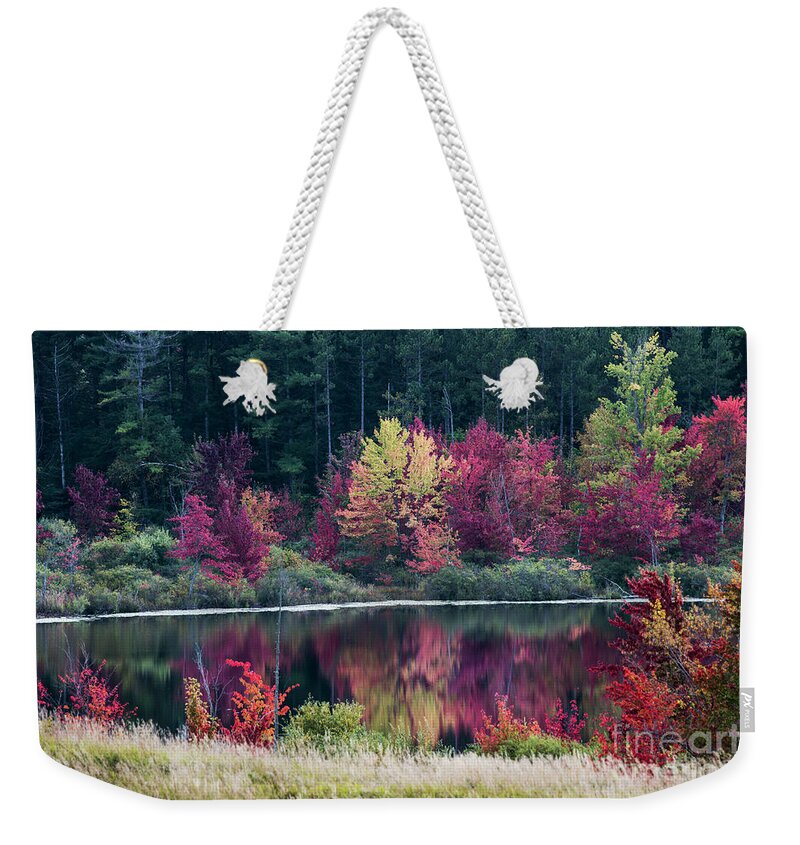 Thompson Lake Weekender Tote Bag featuring the photograph Fall Colors - Thompson Lake 7581 by Steve Somerville