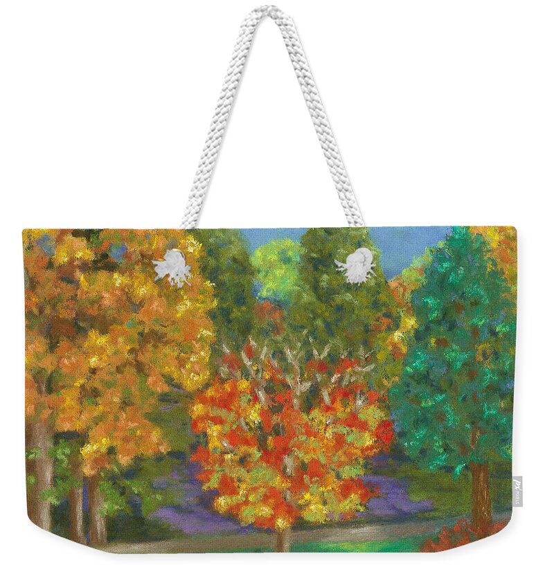 Kripalu Weekender Tote Bag featuring the pastel Fall Comfort by Anne Katzeff
