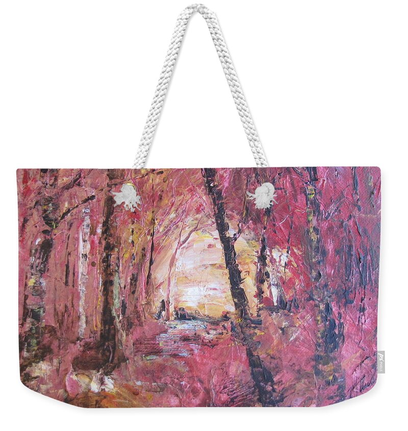 Woods Weekender Tote Bag featuring the painting Fall fire by Melanie Stanton