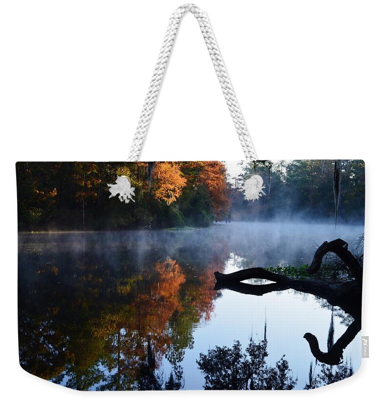 Fall Fog Weekender Tote Bag featuring the photograph Fall Fog by Warren Thompson