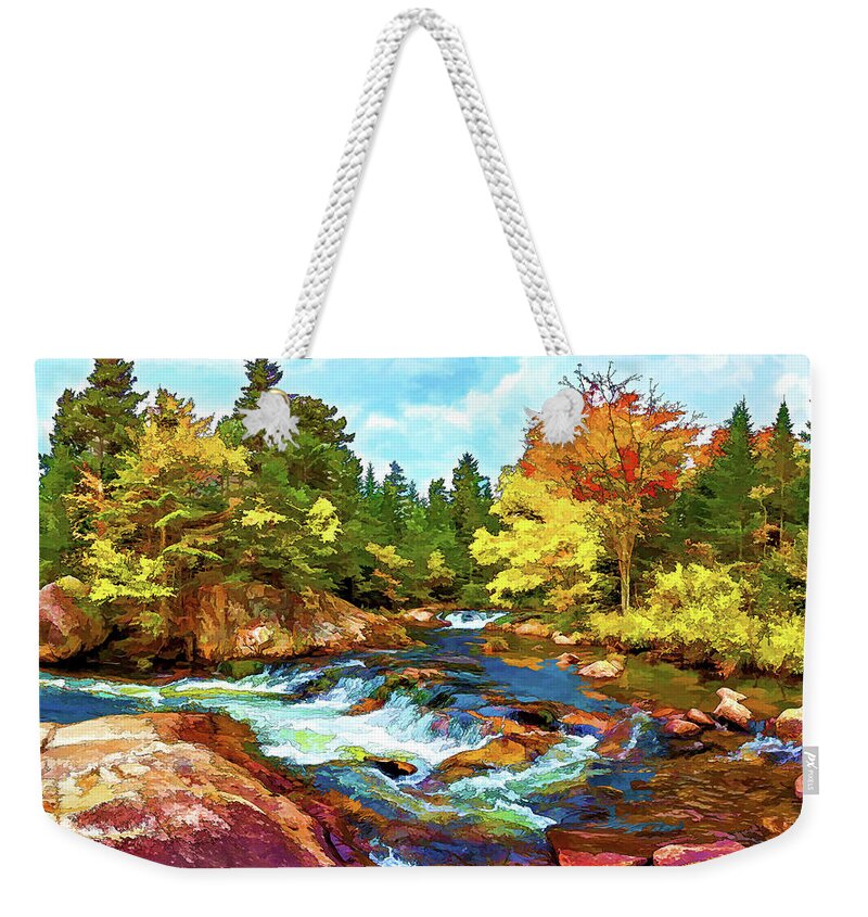 Nature Weekender Tote Bag featuring the photograph Fall Foliage at Ledge Falls by ABeautifulSky Photography by Bill Caldwell