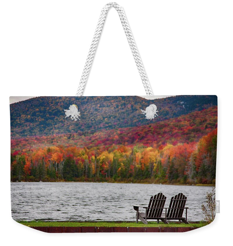 #jefffolger Weekender Tote Bag featuring the photograph Fall foliage at Noyes Pond by Jeff Folger