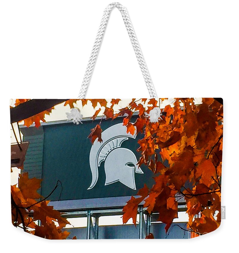 Msu Weekender Tote Bag featuring the photograph Fall is Football by Joseph Yarbrough