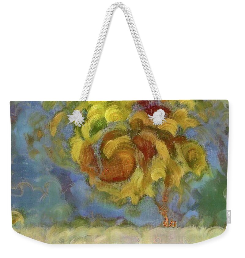 Expressionistic Weekender Tote Bag featuring the mixed media Fall is in the air by Russell Pierce