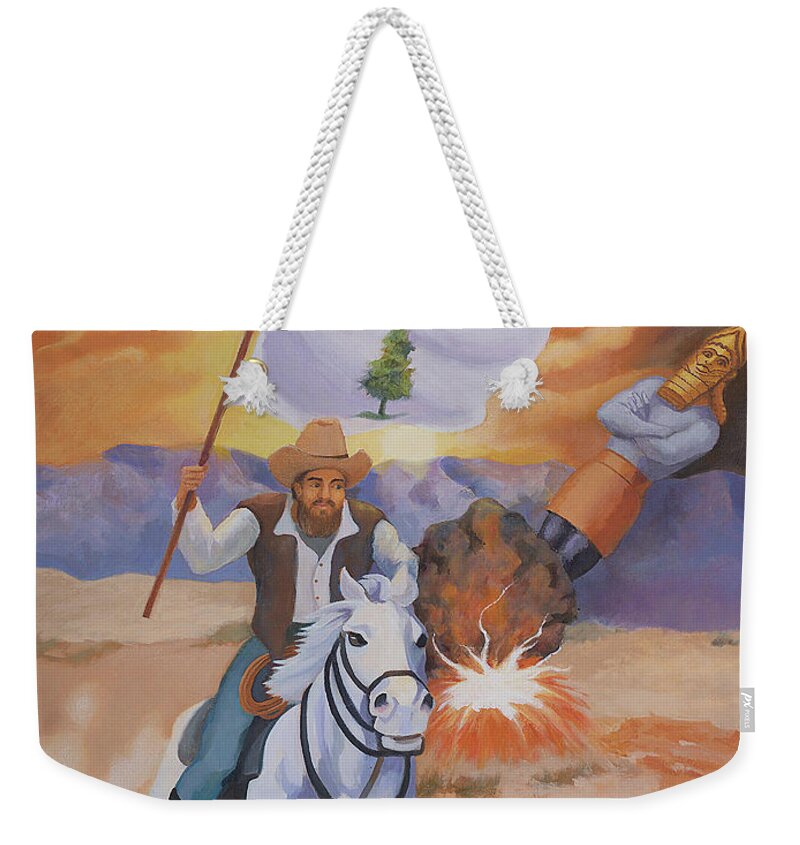 Babylon Weekender Tote Bag featuring the painting Fall of Babylon by Susan McNally