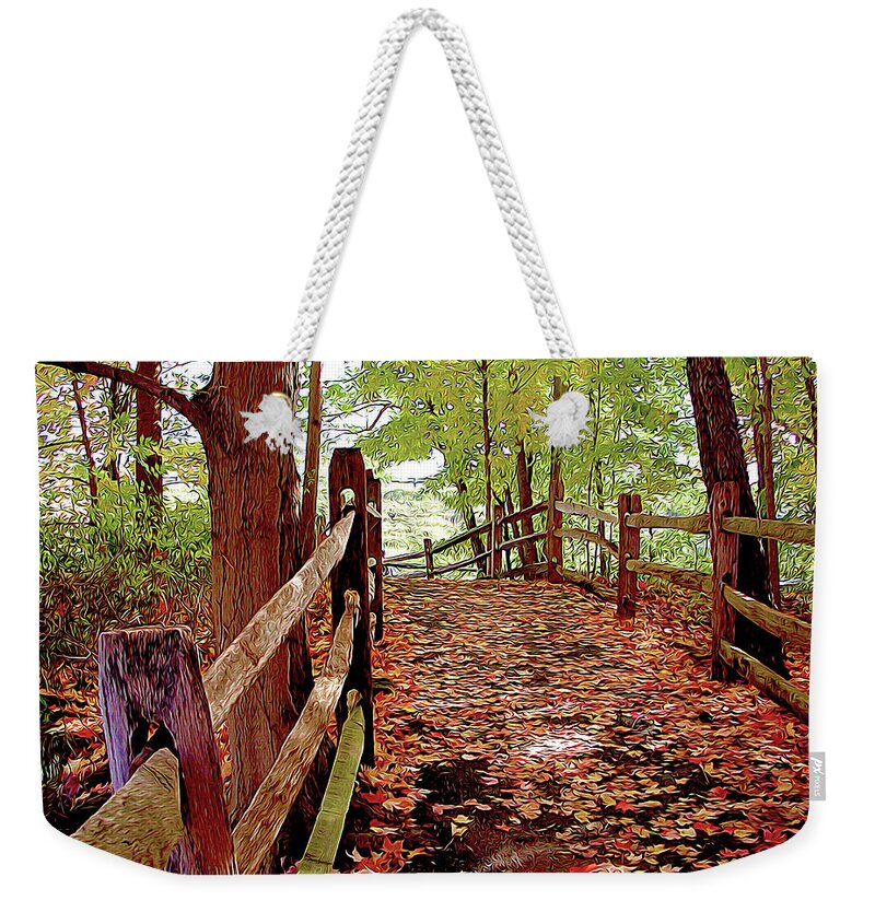 Nature Weekender Tote Bag featuring the photograph Fall Pathway by Linda Carruth