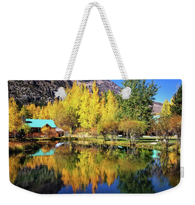 Double Eagle Weekender Tote Bag featuring the photograph Fall Reflections at the Double Eagle by Lynn Bauer