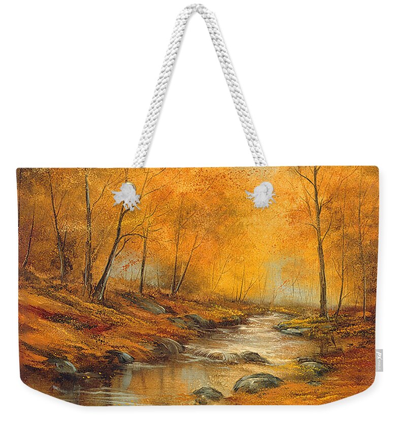 Fall Scene Weekender Tote Bag featuring the painting Fall Reflections by Lynne Pittard