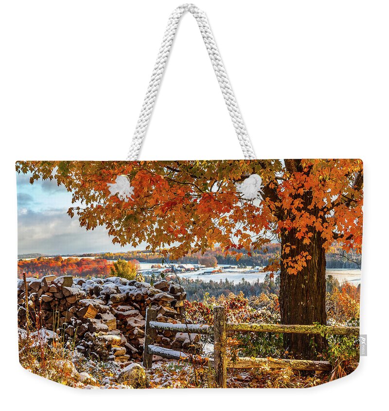 Vermont Weekender Tote Bag featuring the photograph Classic Vermont Fall Scene by Tim Kirchoff