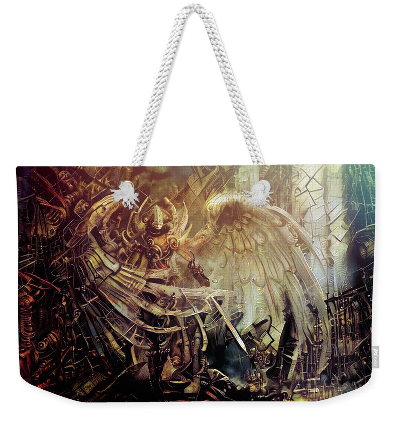 Fallen Angel Weekender Tote Bag featuring the mixed media Fallen Angel by Lilia S