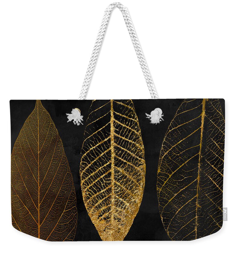 Leaf Weekender Tote Bag featuring the painting Fallen Gold II Autumn Leaves by Mindy Sommers