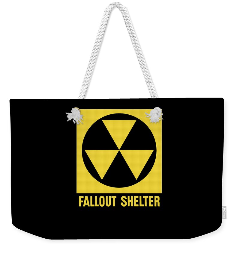 Fallout Shelter Weekender Tote Bag featuring the mixed media Fallout Shelter Sign by War Is Hell Store