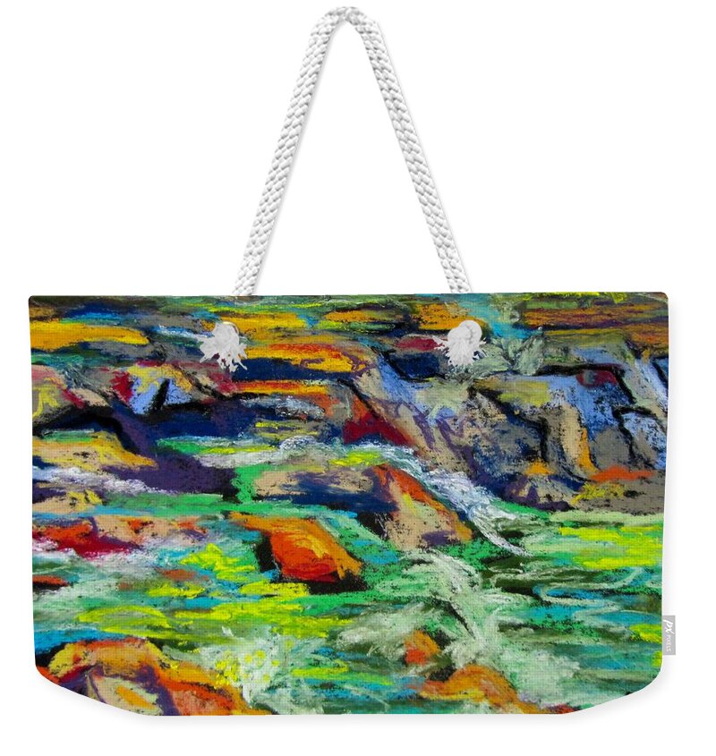 Water Weekender Tote Bag featuring the pastel Falls at Glen Ellis by Barbara O'Toole