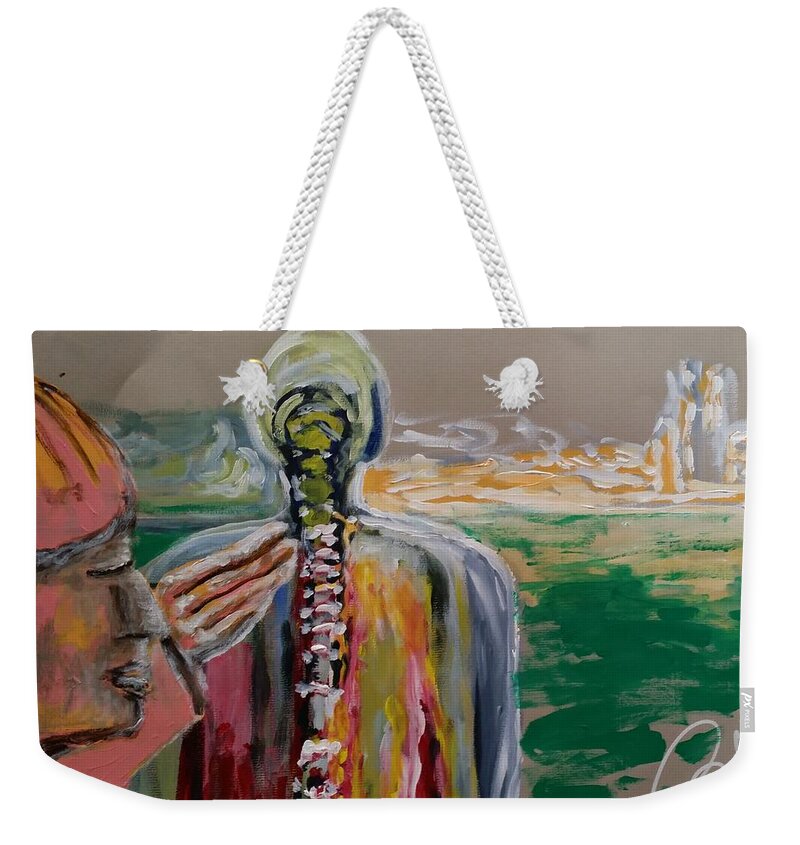 Closed Eyes Weekender Tote Bag featuring the painting Family by Bachmors Artist