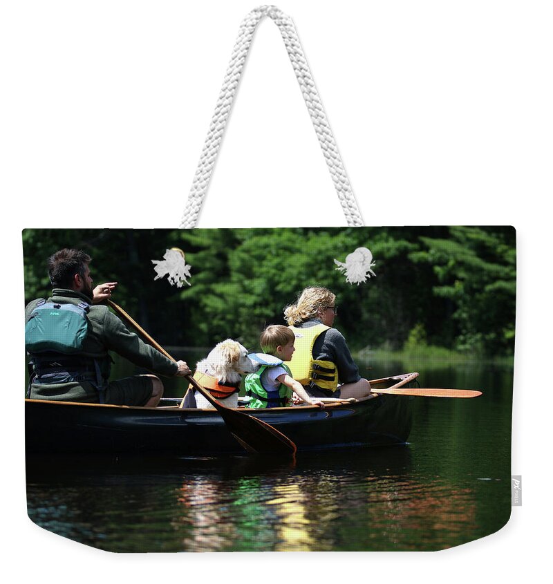 Canoeing Weekender Tote Bag featuring the photograph Family Canoeing Fun by Brook Burling
