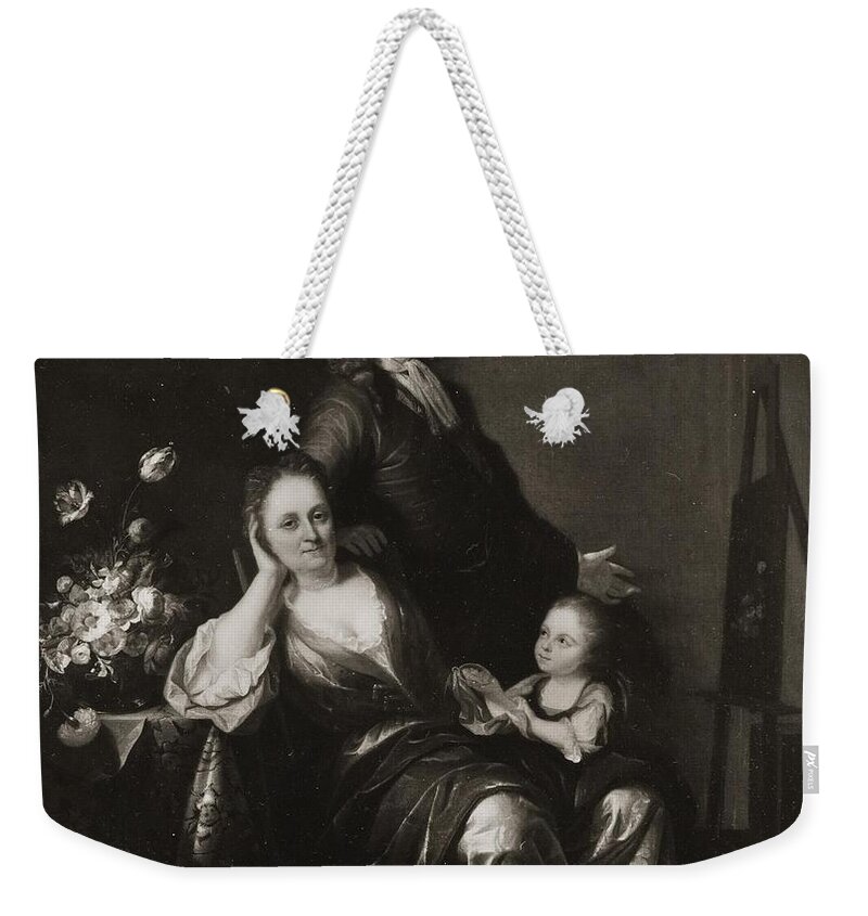 Juriaen Pool And Rachel Pool-ruysch - Family Portrait With Flower Still-life Weekender Tote Bag featuring the painting Family by Juriaen Pool