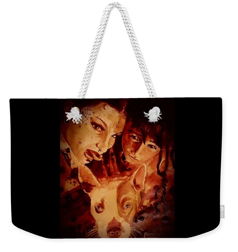 Aubeytu Abellona Weekender Tote Bag featuring the painting FAMILY PORTRAIT fresh blood by Ryan Almighty