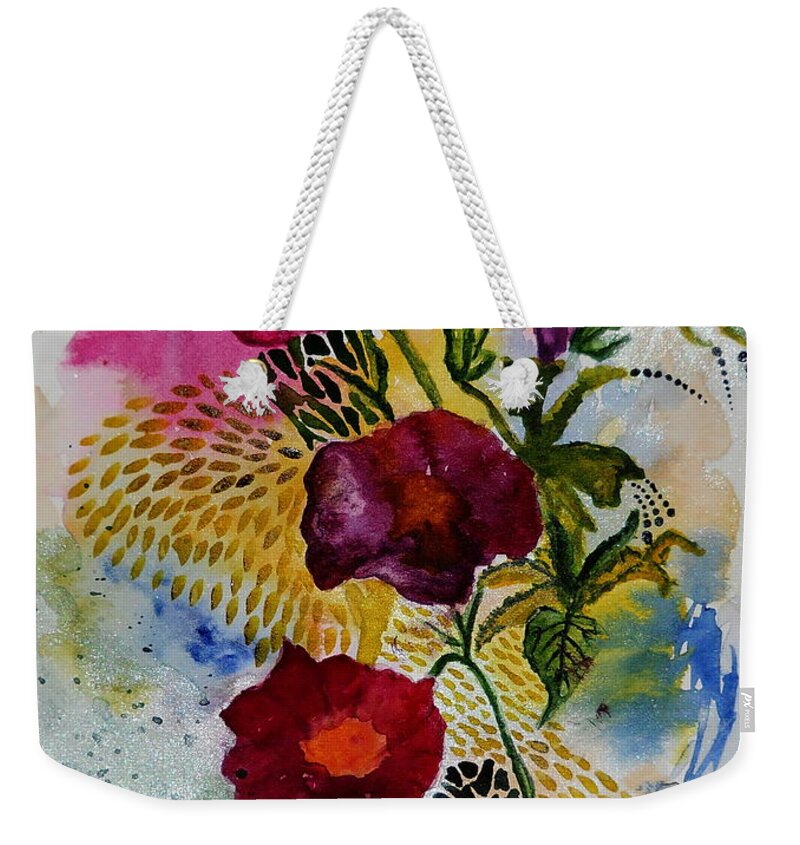 Floral Weekender Tote Bag featuring the painting Fancy Florals by Carol Crisafi