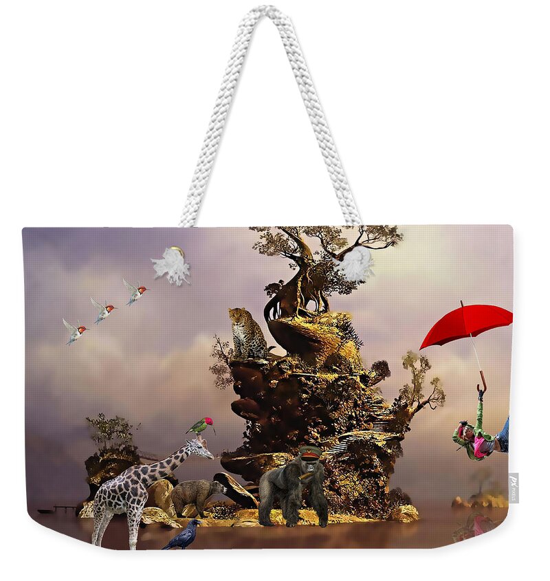 Fantasy Weekender Tote Bag featuring the mixed media Fantasy Island Resorts Collection by Marvin Blaine