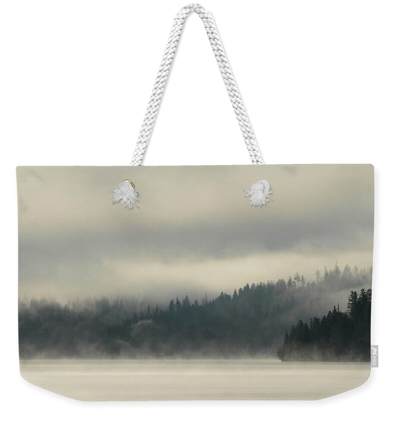 Faraway Weekender Tote Bag featuring the photograph Faraway Misty Mountains by Whispering Peaks Photography