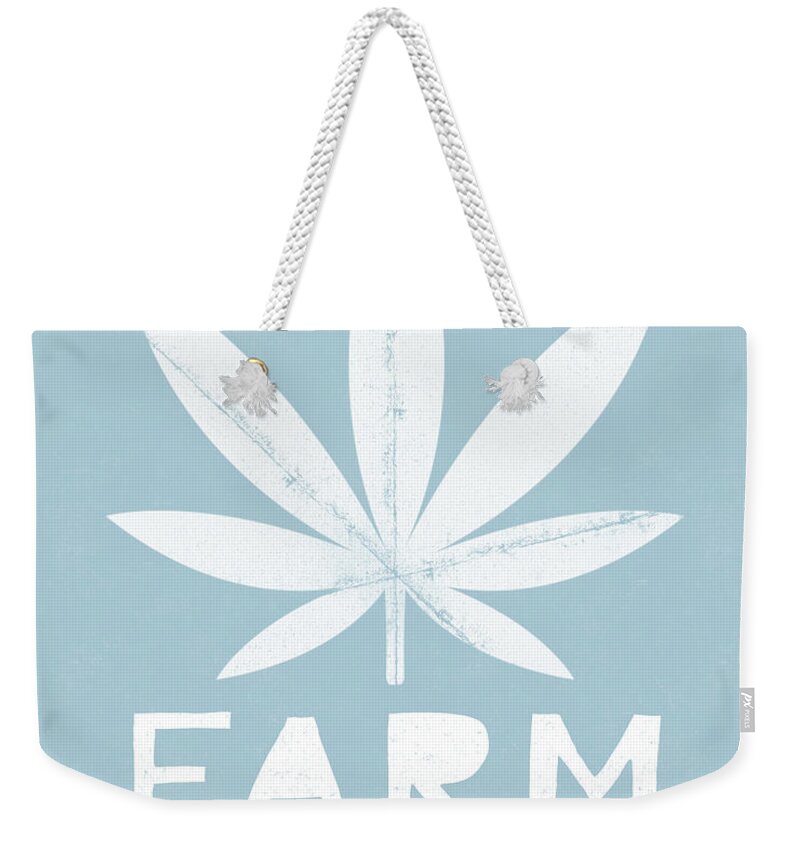 Cannabis Weekender Tote Bag featuring the mixed media Farm To Couch Blue- Cannabis Art by Linda Woods by Linda Woods