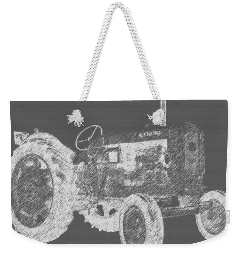  Farm Weekender Tote Bag featuring the digital art Farm Tractor Tee by Edward Fielding