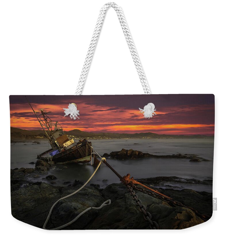 Shiptwreck Weekender Tote Bag featuring the photograph Fate of the Point Estero by Tim Bryan
