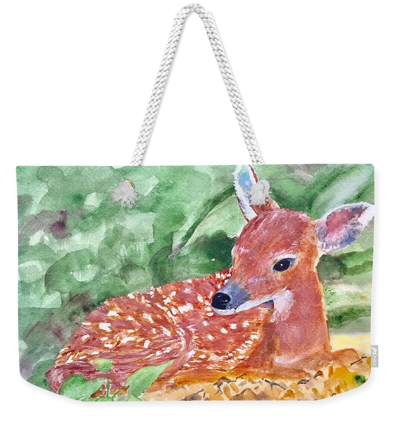 Fawn Weekender Tote Bag featuring the painting Fawn 2 by Christine Lathrop
