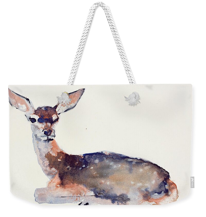 Fawn Weekender Tote Bag featuring the painting Fawn by Mark Adlington