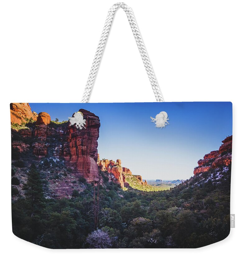 Arizona Weekender Tote Bag featuring the photograph Fay Canyon Vista by Andy Konieczny